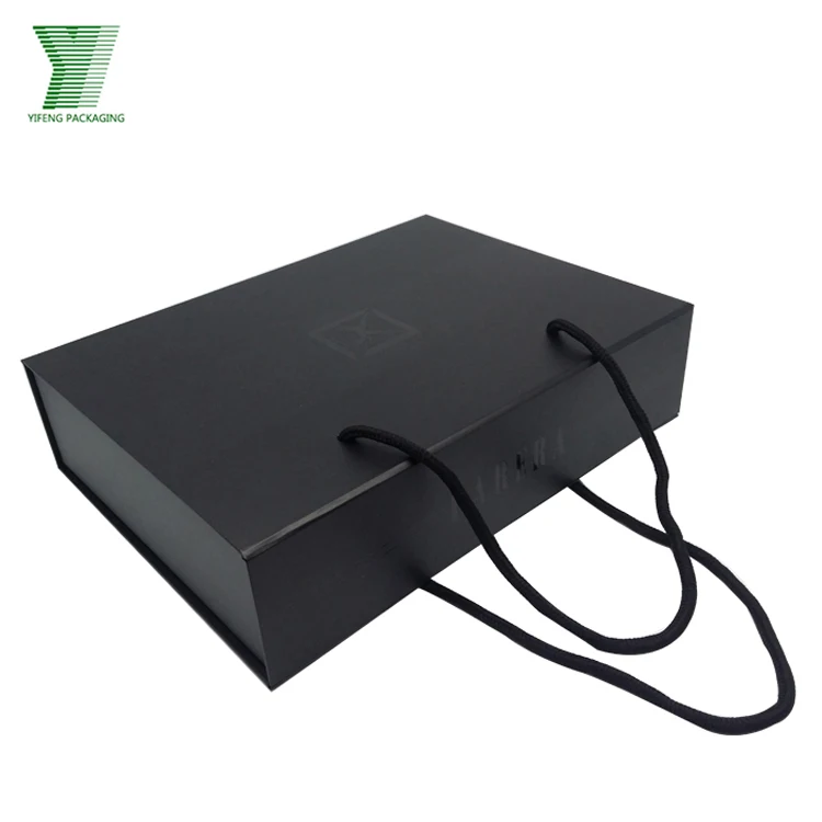 Wholesale Cheap Plain Custom Shoe Boxes Black Cardboard Packaging Box with Handles