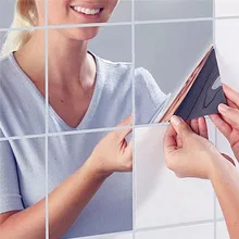 New Arrival High Quality 9Pcs Square Mirror Tile Wall Stickers 3D Decal Mosaic Home Room Decoration DIY For Living Room Porch