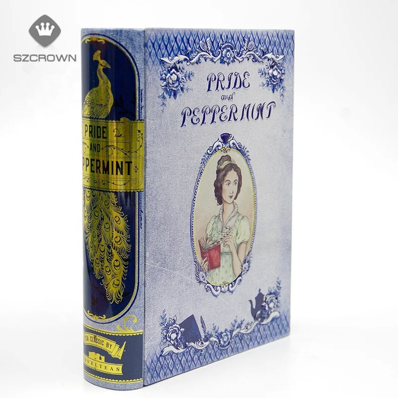 Металлическая подарочная коробка в форме книги для студентов перерабатываемая Рождественская упаковка жестяная