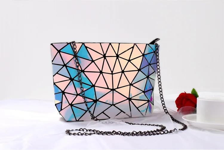 【THEAIRTOWN】Hologram Dot Ribbon Big Shoulder Bag ★ Shop SHBC 3D Rainbow Geometric Shoulder Bag - Perfect for