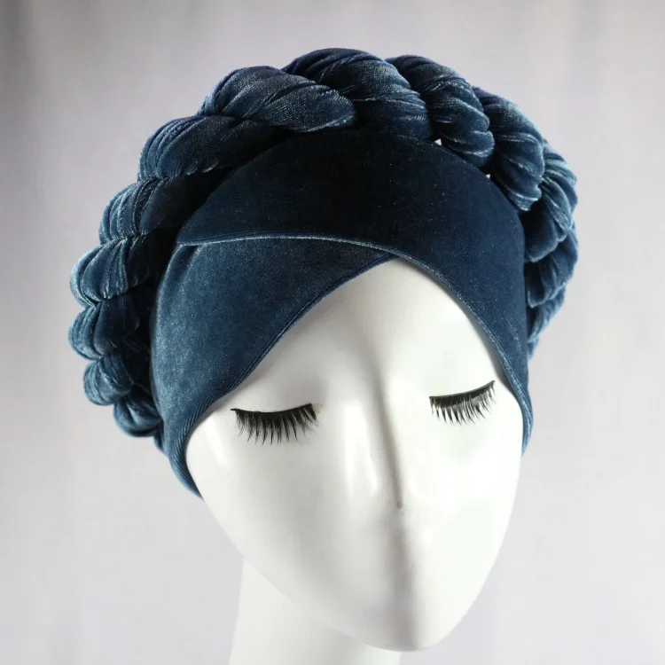 Turbante Moda per Donne Copricapo a Nodo Legato Cappello Berretto Morbido per Caduta dei Capelli (Blu, Grigio, Nero