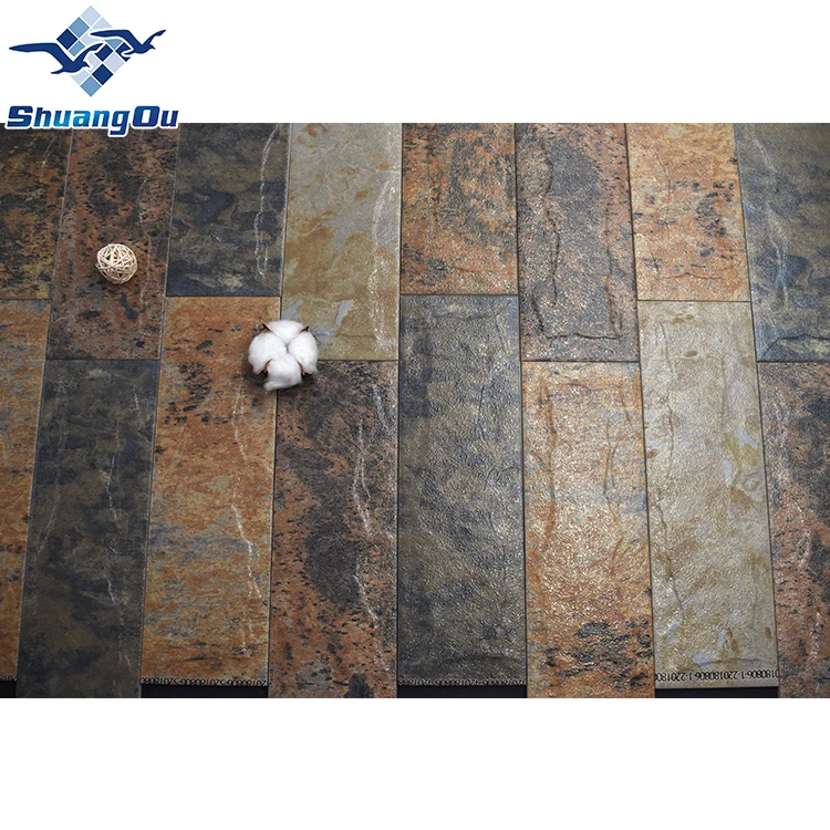 Factory Supply Mixed Colour  Stone Like 95 X 300mm Exterior Cladding Outdoor Stone Wall Tile