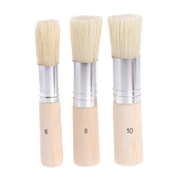 Set of 6 DIY Art Crafts Stencil Brush Wooden Stencil Brush Stencil Paint Brushes Natural Bristle Brushes for Painting 
