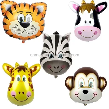 New Style Large Monkey Tiger Zebra Deer Cow Head Helium Foil Balloons Birthday Party Animal Air Balloons Animal Theme Party
