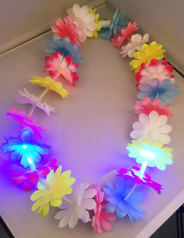 LED Light up Flashing Hawaiian Flower Leis