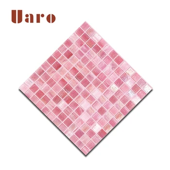 Backsplash matt glass iridescent pink mosaic tile