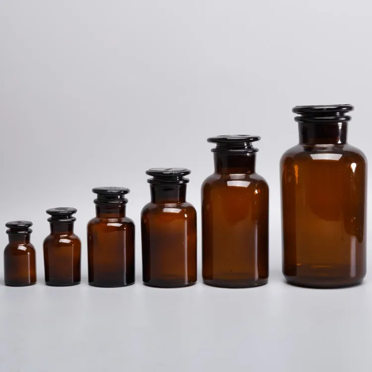 60ml 125ml 250ml 500ml 1000ml Amber Reagent Glass Jar Apothecary Jar
