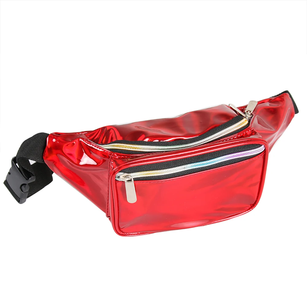Free Sample Hot Sale Leather Fanny Pack Holographic Fashion Design Bum Bag
