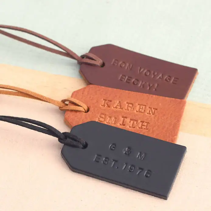 Monogrammed Leather Luggage Tag