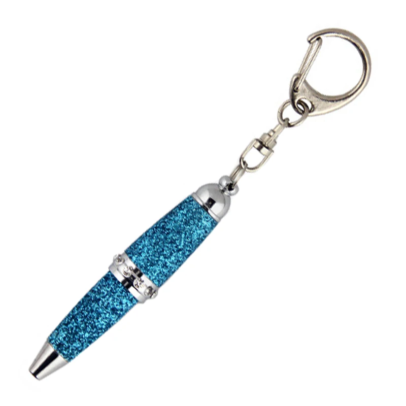 Promotional Multifunction  Mini Metal Keychain Ball Pen with Diamond Short Ballpoint Pen Mini Twist Pocket Pen