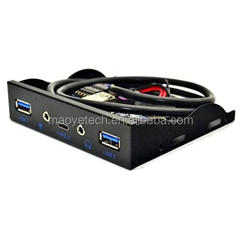 USB 3.0 2-Port 3.5 Inch Front Panel USB Hub With HD Audio Port/Microphone Port/USB 3.1 Type C Port for Desktop