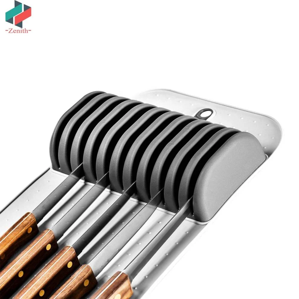 Пластиковый серый кухонный ящик ZNF00080 органайзер для ножей коврик вмещает до 11 в ящике держатель с мягким