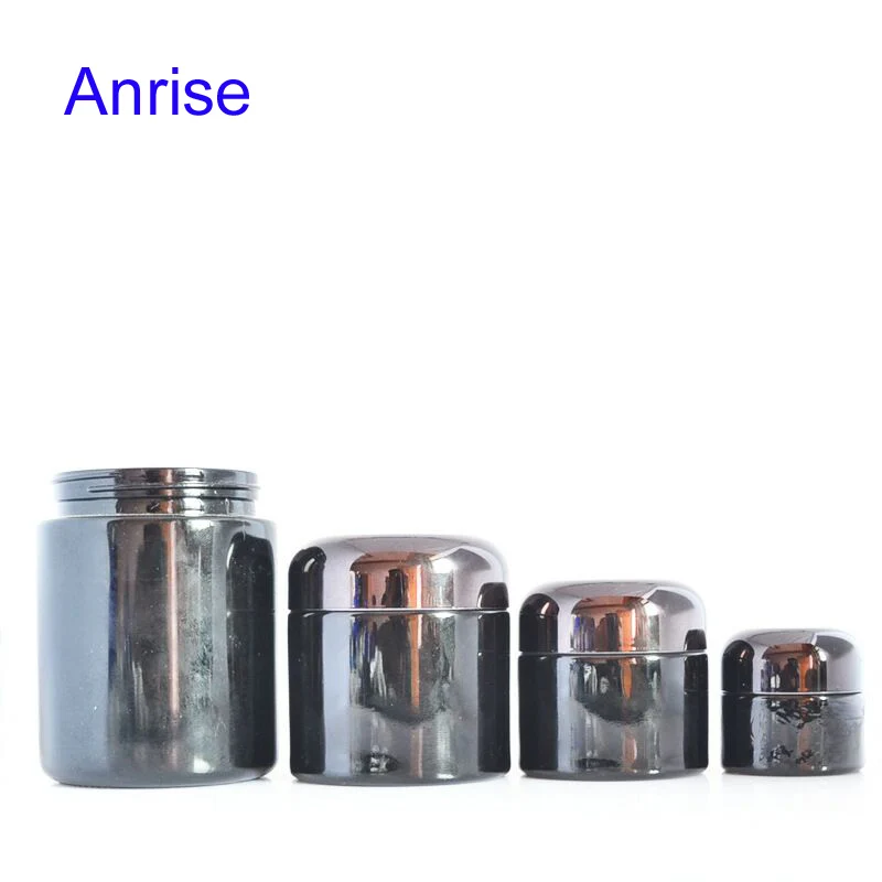 Luxury 5ml 15ml 30ml 50m 100m 200ml UV Violet Eye Cream Glass Jar Round Black Violet Cream Glass Jar with Black Flat Lid