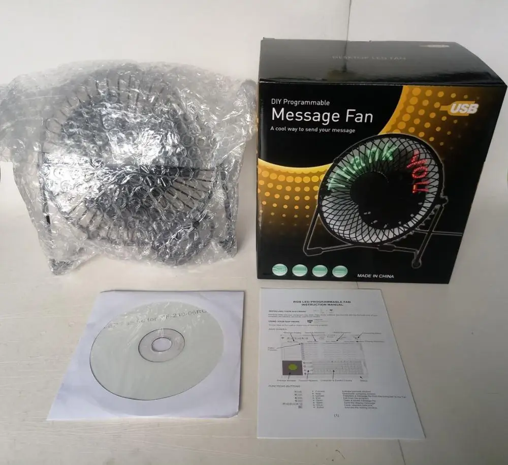 Usb Table Mini Fan With Programmable Led Message With Text Display