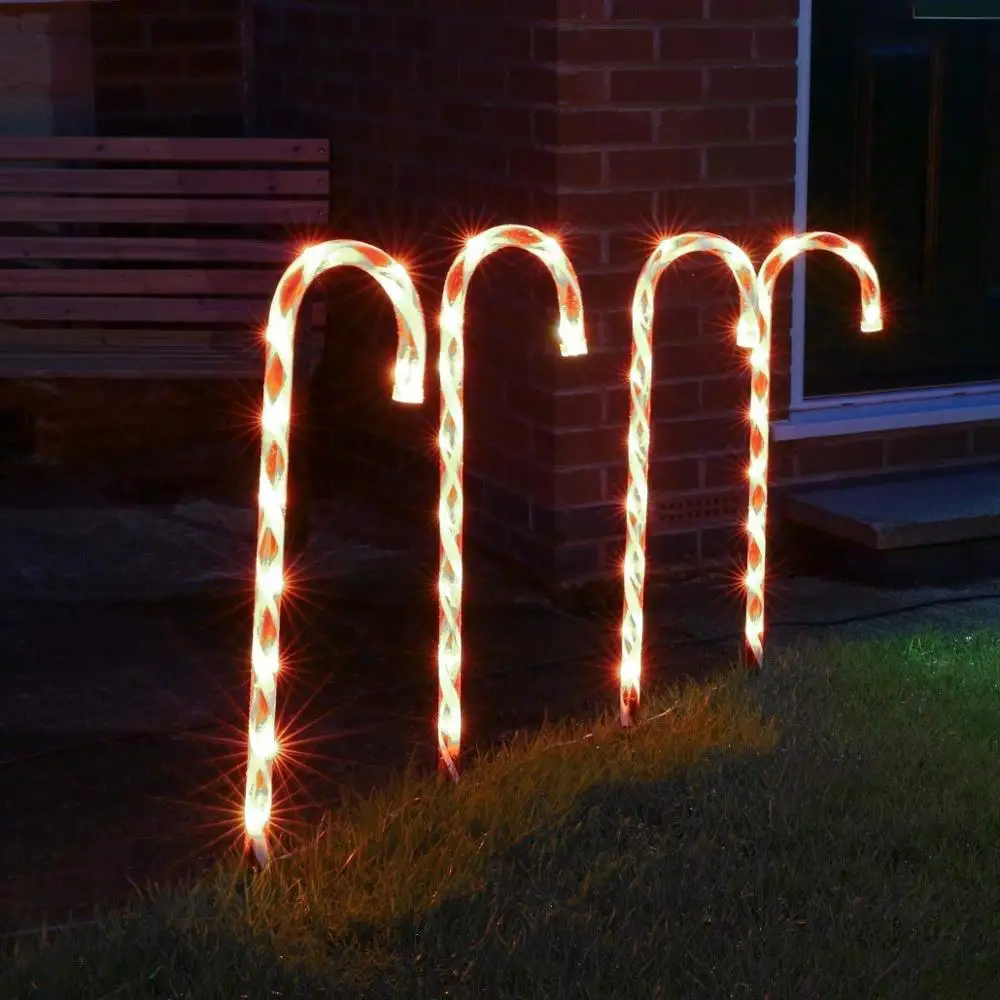 Пластиковые узором карамельной трости напольный производство Garden Stake светильник на солнечной