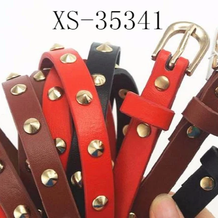 Hot selling fashion design slim teenager pu leather buckle belt with removable belt