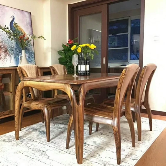 
Hot sale rectangelar solid wood dining room furniture wood dinning table set 100% natural wood dinning table for home 