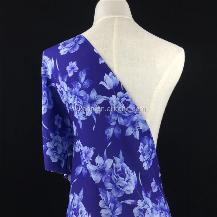 Kahn Digital Printing No Moq Fabric Printed  Polyester Wool Dobby Chiffon Fabric