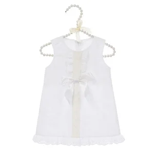 Popular Kids Clothing Children Solid White Clothes Girls Smocked Dress Baby Dress