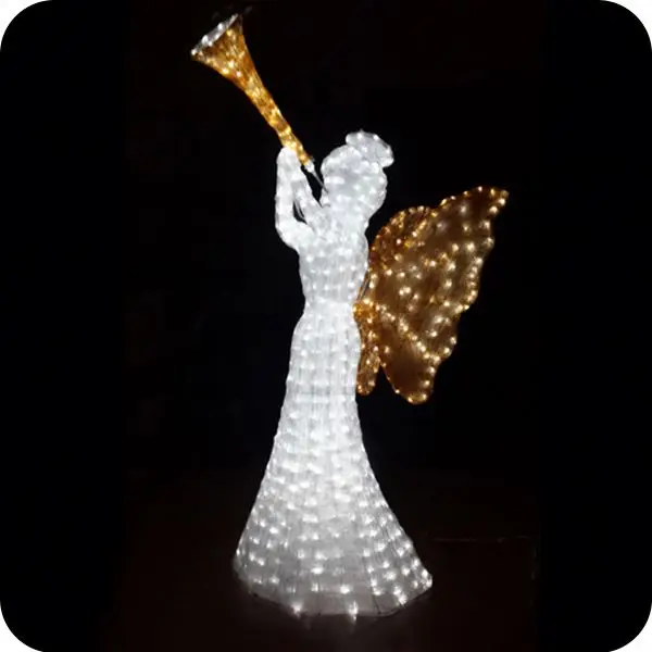 Ange angelot à trompette en inox pour une décoration de Noël originale
