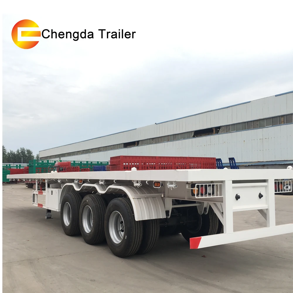 二手三轴40英尺集装箱平板半挂车