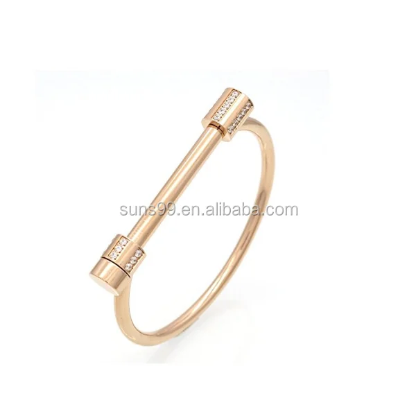 Wholesale Trendy Zircon Inlaid Open Bracelet Gold Cuff Bangle 18K Gold PVD  Plated Stainless Steel Bangle For Women From m.