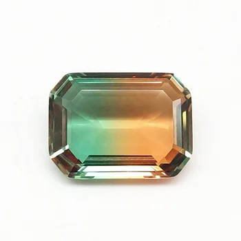 New 2019 Emerald cut Glass Gemstone Bicolor Synthetic Watermelon Tourmaline