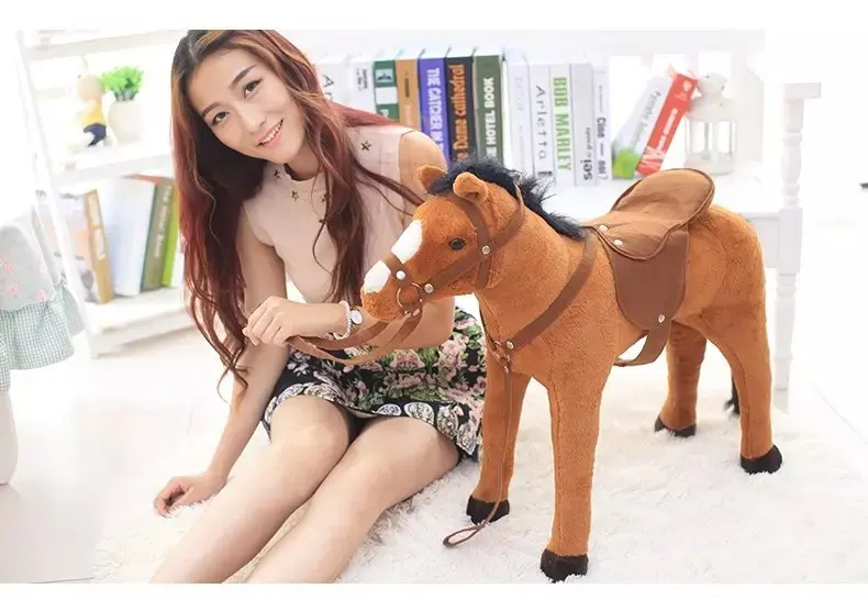 Life Size 45'' Soft Stuffed Simulation Animal Plush Standing Horse Toy for Child(CE/EN71)