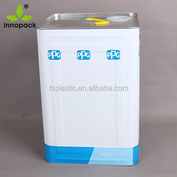 UN Standard 18ltr square Tin Can 18 Liter square Metal Paint Cans with Metal Screw Lid with Plastic Cap