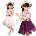 New Girl Princess Dress Costume Girls Dresses Summer 2016 Gauze Floral Dress Kids Clothes Children Clothing