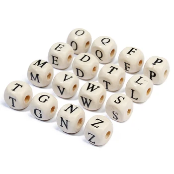 100Pieces Wooden Letter Beads Accessories For Jewelry Making Alphabet Natural Colors Beads For Jewelry Bracelet Making
