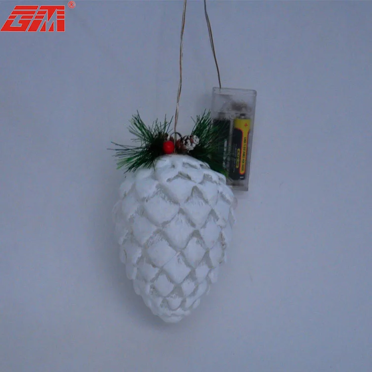 New Design Creative LED Light Decorative Glass Blown Pinecone Shaped Christmas Glass Hanging Ornament  for Xmas Tree supplier