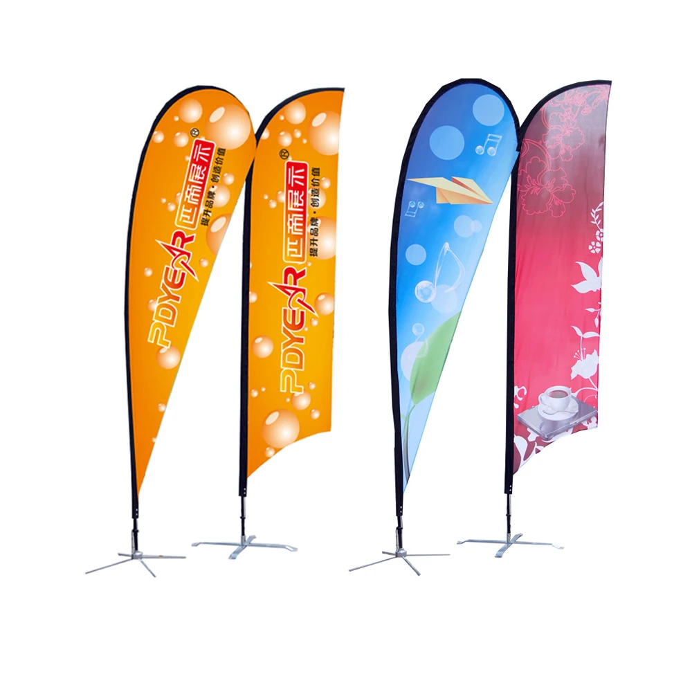 Outdoor Flying Wind Resistant Printing Advertising Blade Cheap Teardrop or Feather Banner Beach Flag Hardware for Car