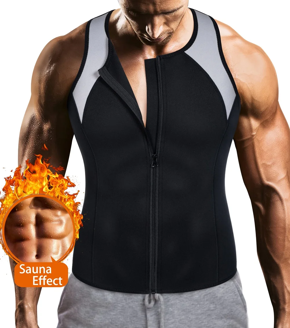 Neoprene Sauna Vest for Men Sweat Shirt Waist Trainer Body Shaper Slimming Suit 