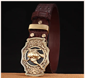 Shop Our Western Fashion Belt - 3.8cm Cow Head Brass Beads