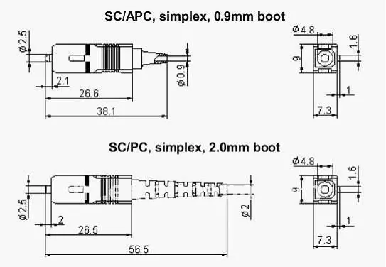 Оптический диаметр. SC APC разъем схема. Габариты оптического разъема SC. Адаптеры FC/D/APC чертеж. Разъём SC Размеры.