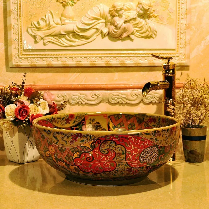 花式中国陶瓷彩色浴室洗手盆 Buy 陶瓷洗手盆 彩色水槽 花式水槽product On Alibaba Com