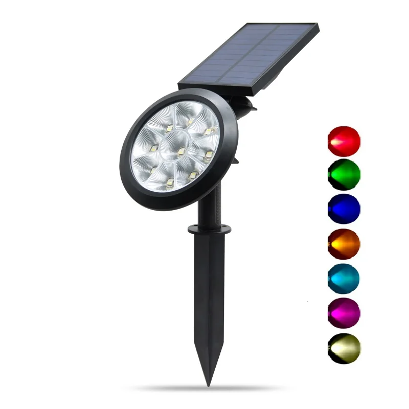 Солнечный прожектор для сада 7 светодиодов солнечный садовый светильник RGB красочный