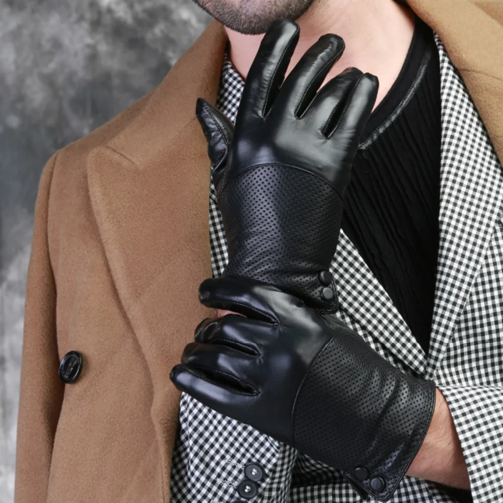 Оптовая продажа зимние кожаные мужские перчатки для мотокросса вождения с сенсорным