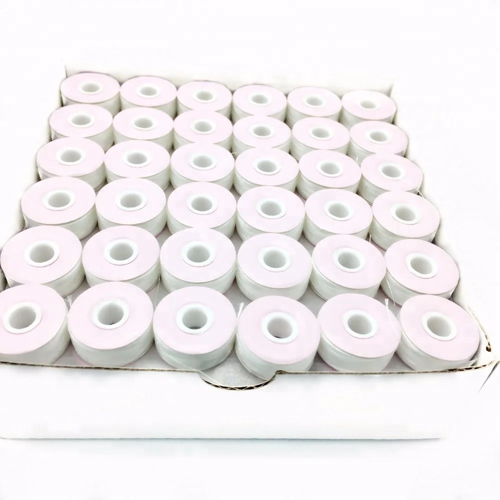 White/ Black 70D/2 Paper side 100% polyester prewound bobbins 144pcs/box  Size L for embroidery bobbin thread - AliExpress