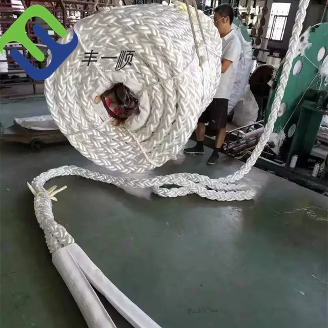 White 8 Strand 64mm/72mm Polyester Marine Mooring Hawser Rope