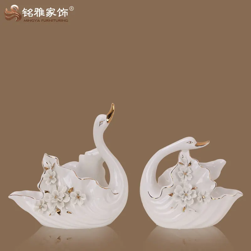 Свадебное украшение для дома фарфоровый материал статуя лебедя влюбленных пар