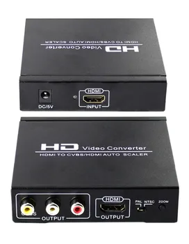 Portable HDMI to HDMI RCA CVBS L/R Audio Converter Auto Scaler support 1080P with Zoom