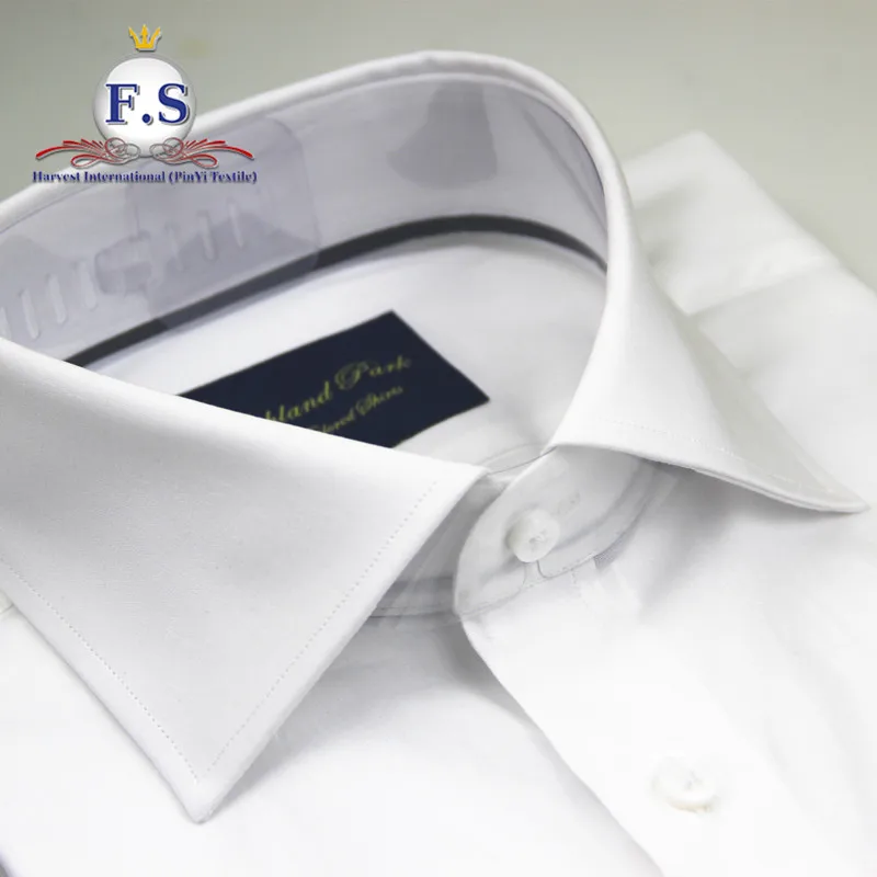 100% Cotton MEN' DRESS SHIRT Fashion High End High Spread Cutaway Collar Pure White Poplin Dress Custom Shirt