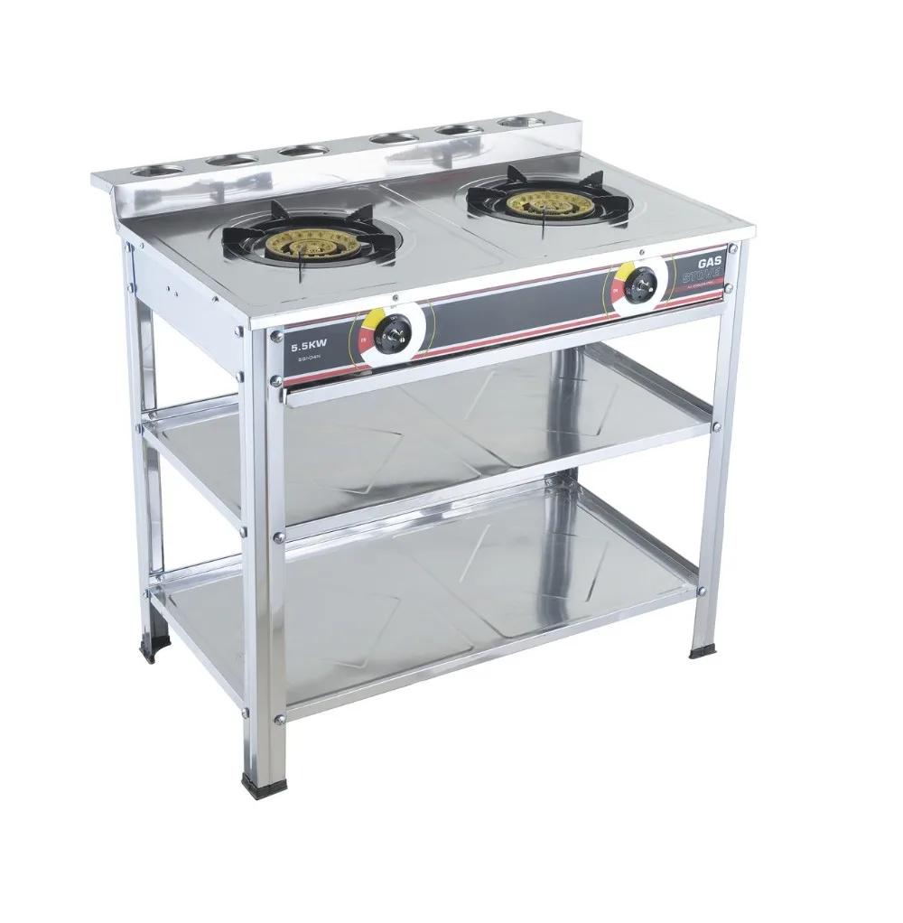 Apartment Gas Stove Stainless Steel With 2 Durable Cast Iron Burner