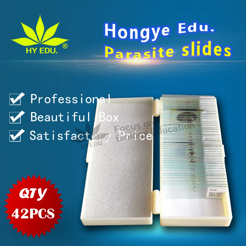 
 Прямая поставка с завода 42 шт. для медицинской школы, набор слайдов для микроскопа, подготовленных параразитологией  
