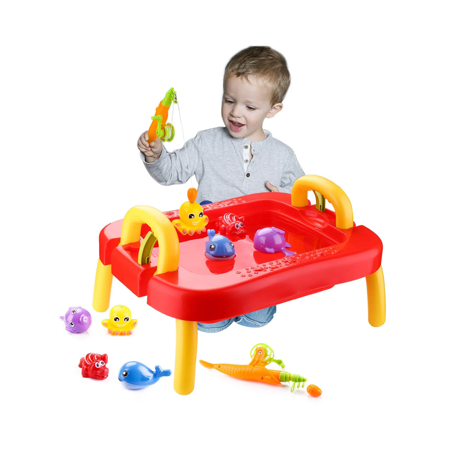 Детские пляжные игрушки, набор из 9 игрушек для рыбалки с песком и водой для детей, малышей