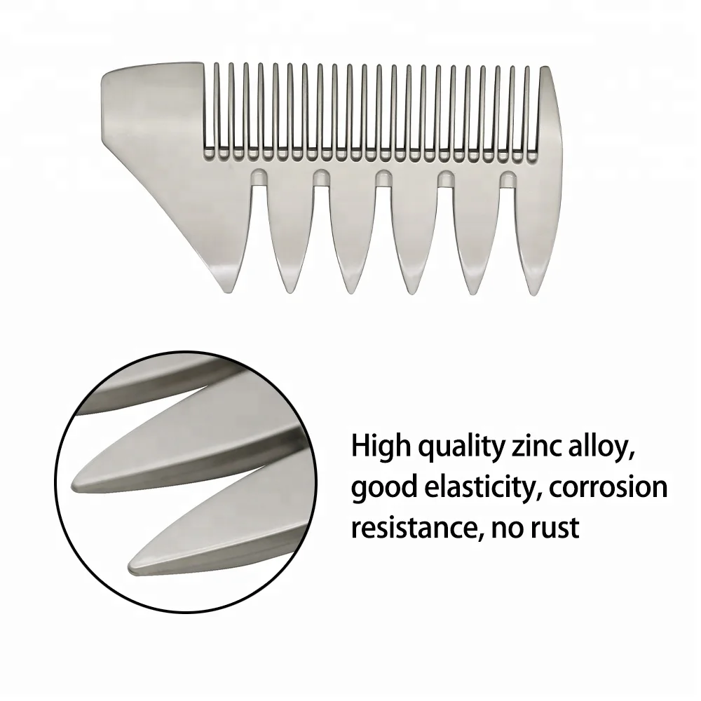 Electroplating Smooth Surface Beard Men Pocket Comb Metal Double Side Wide BigTooth Comb