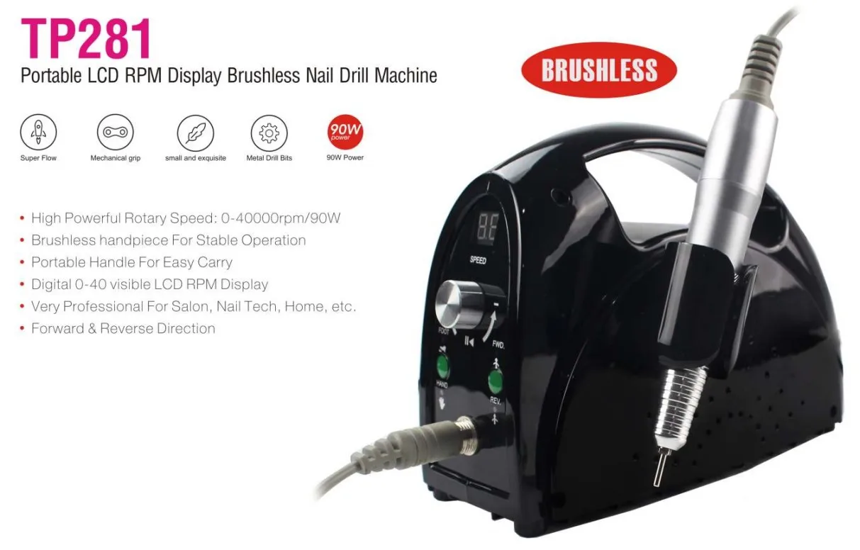 ブラシレスネイルドリル 40000RPM ネイルドリルマシン 85W ハンドル