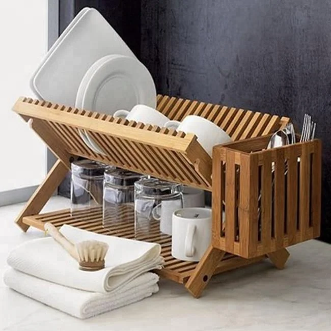 Featured image of post Bamboo Dish Drying Rack With Utensil Holder : Many dish drying racks come with stylish designs to seamlessly blend in with your kitchen&#039;s decor.